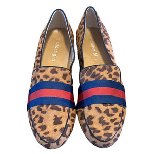 Madden Girl Sabella Leopard Loafers Red and Blue Ribbon Accents